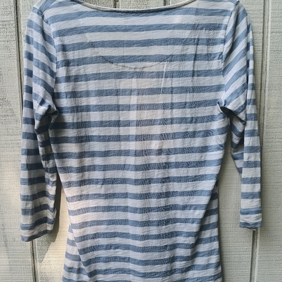 LRL Women's Blue and White Striped Long Sleeve Tee Shirt in Casual Fit - Picture 3 of 8
